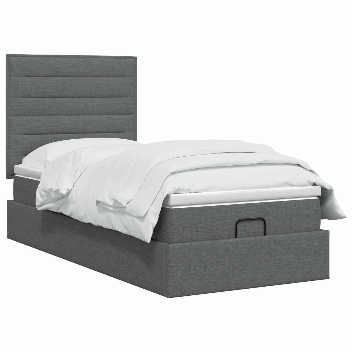 Lit coffre avec matelas et LED Gris foncé 90 x 200 cm Tissu