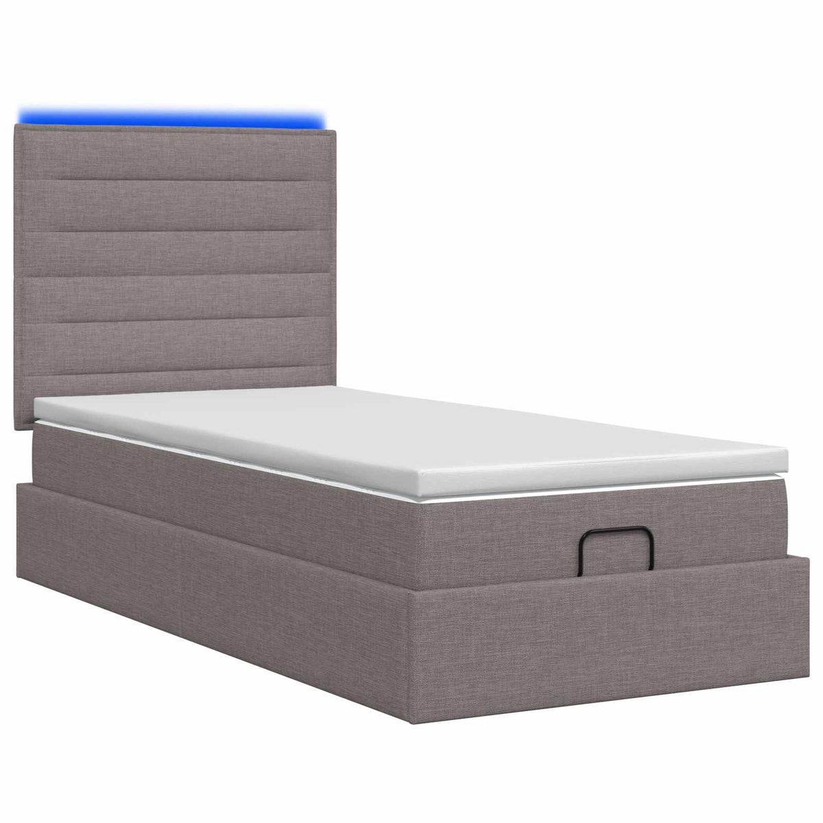 Lit coffre avec matelas et LED Taupe 90 x 200 cm Tissu