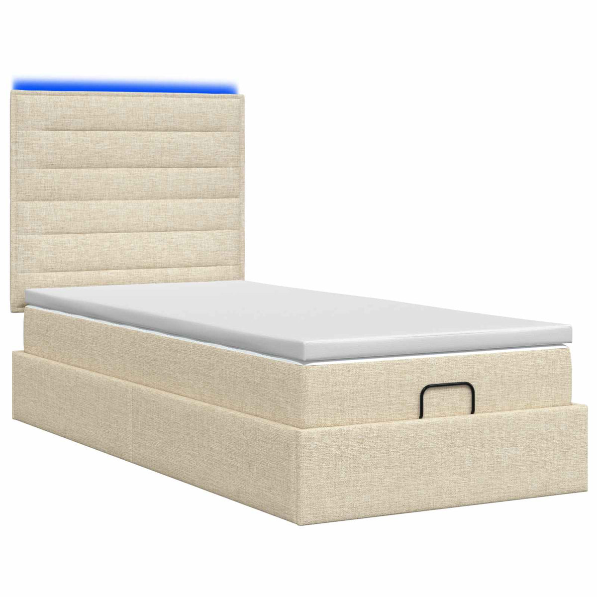 Lit coffre avec matelas et LED Crème 90 x 200 cm Tissu