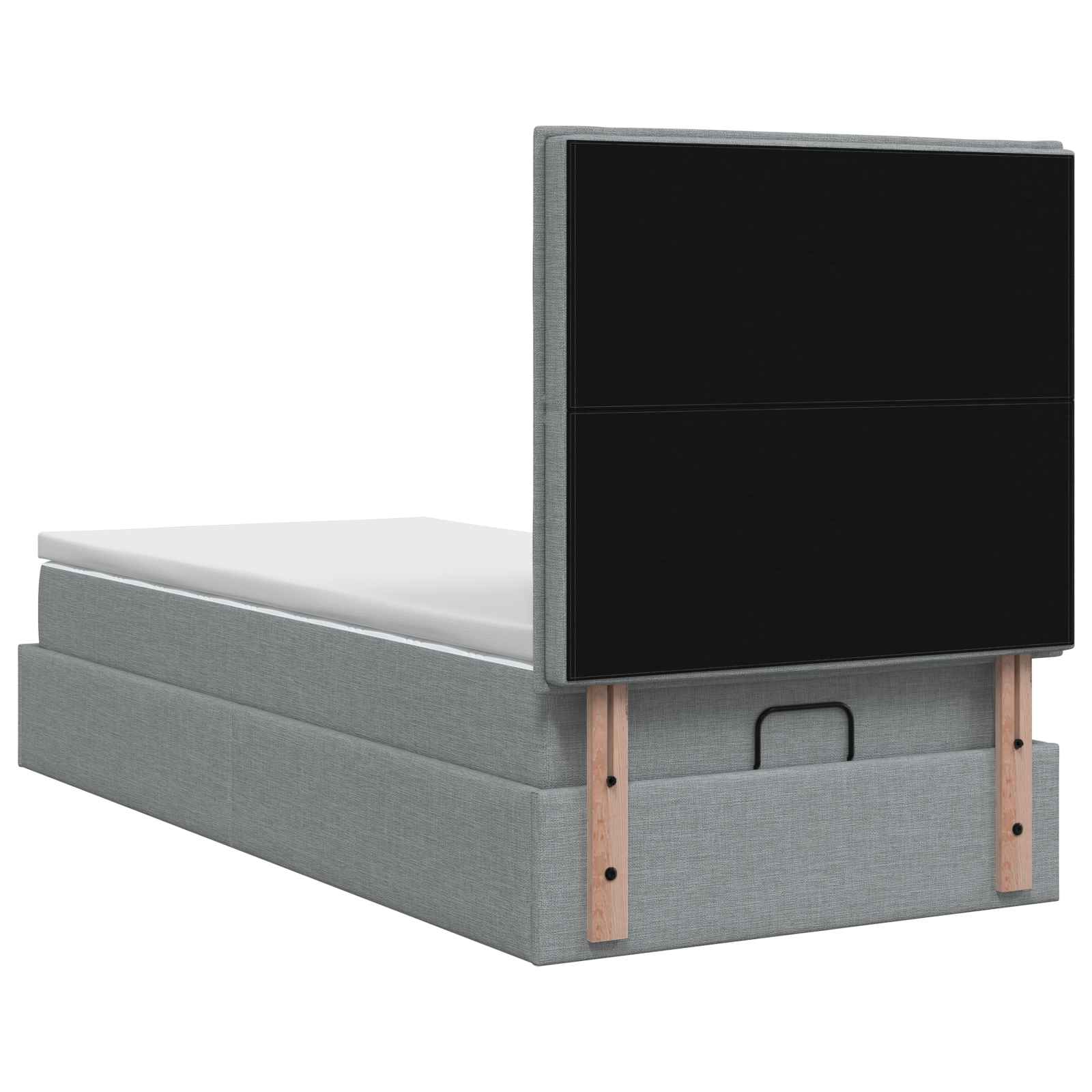 Lit coffre avec matelas et LED Gris clair 100 x 200 cm Tissu - XIOS