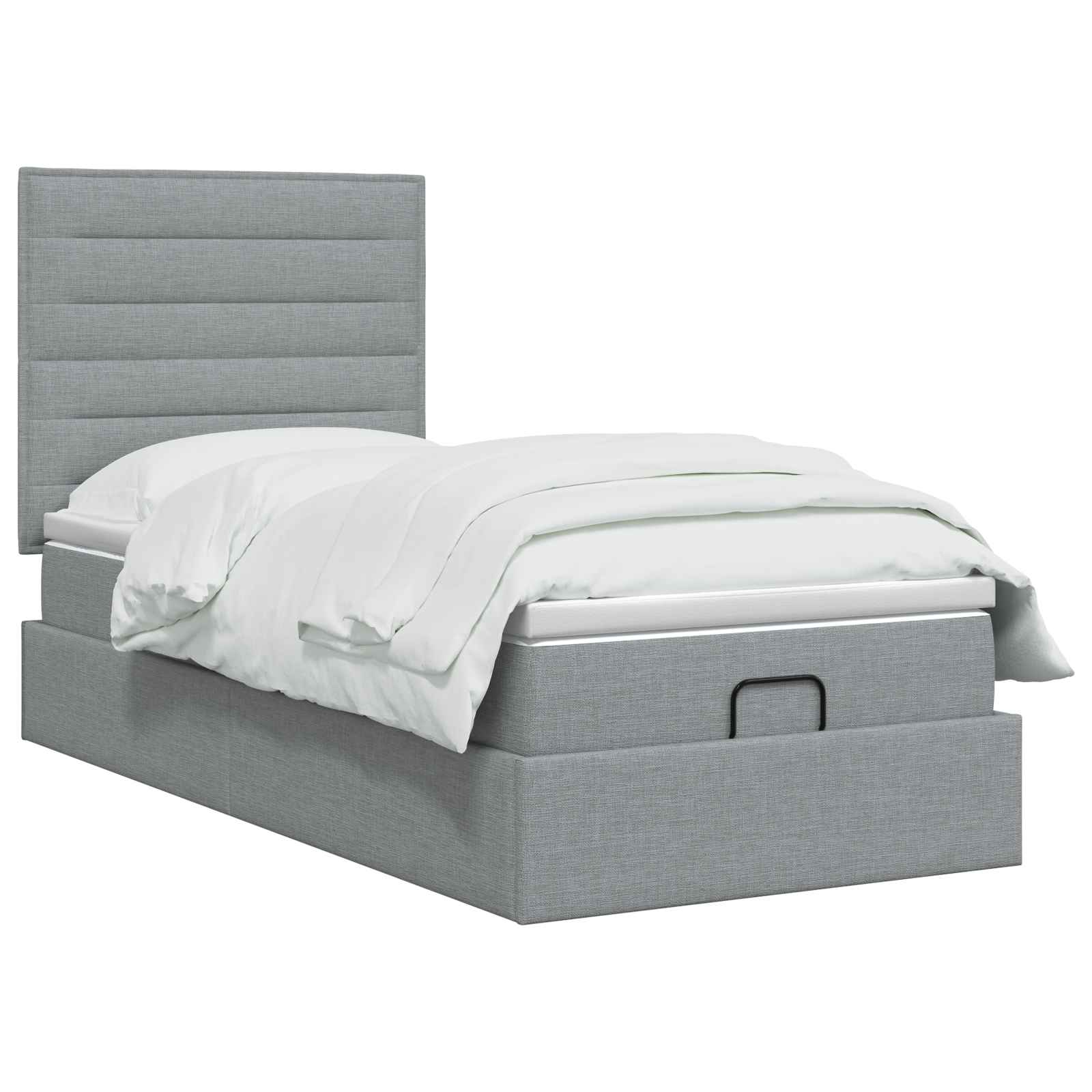 Lit coffre avec matelas et LED Gris clair 100 x 200 cm Tissu - XIOS