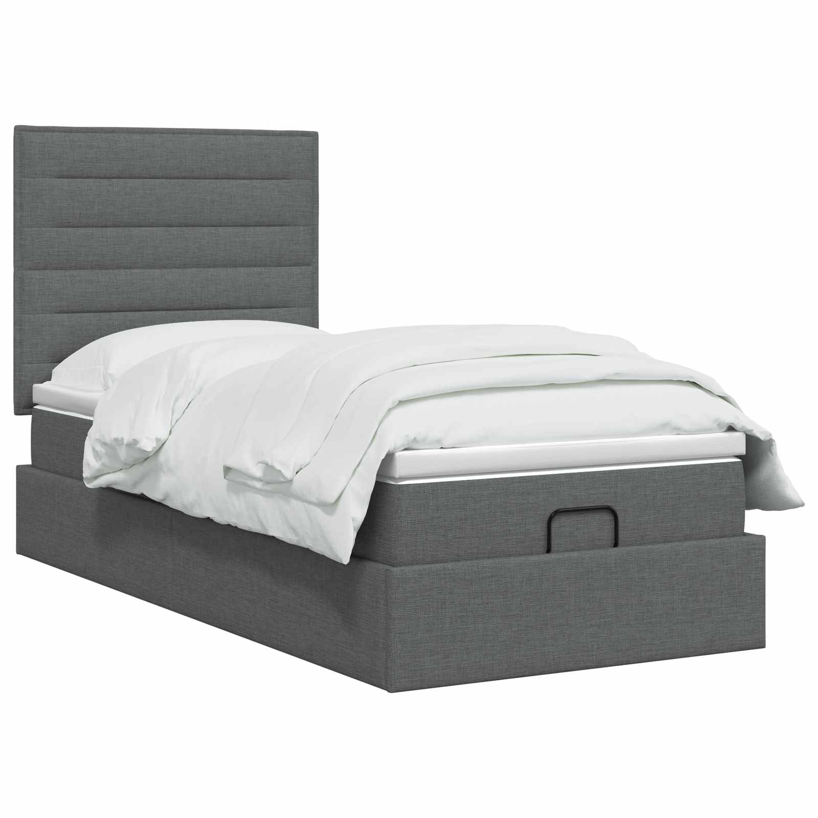 Lit coffre avec matelas et LED Gris foncé 100 x 200 cm Tissu - XIOS