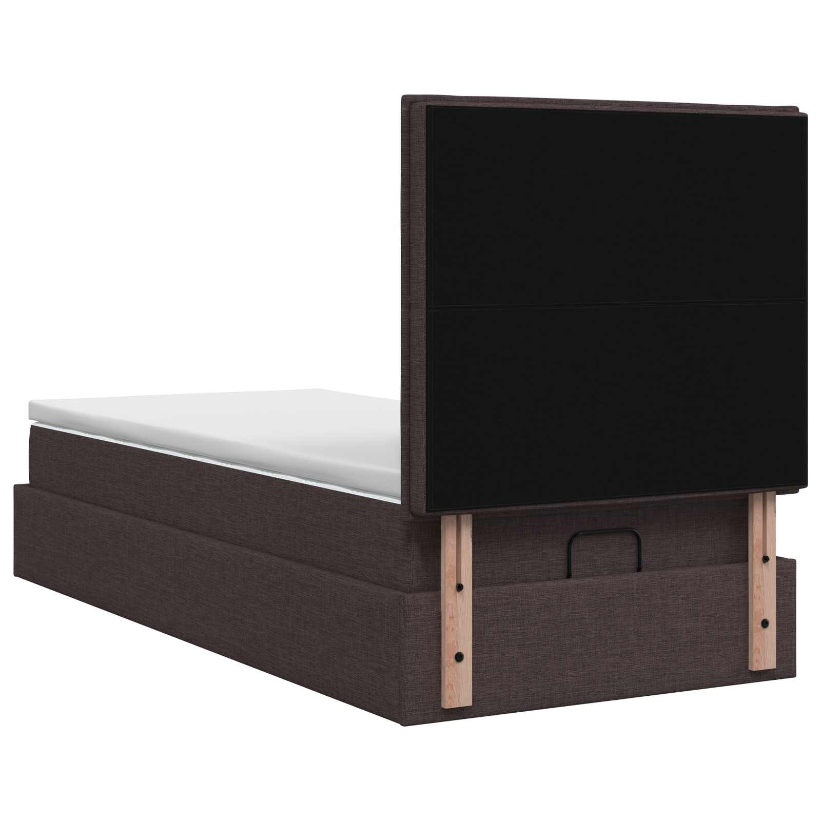Lit coffre avec matelas et LED Marron foncé 100 x 200 cm Tissu