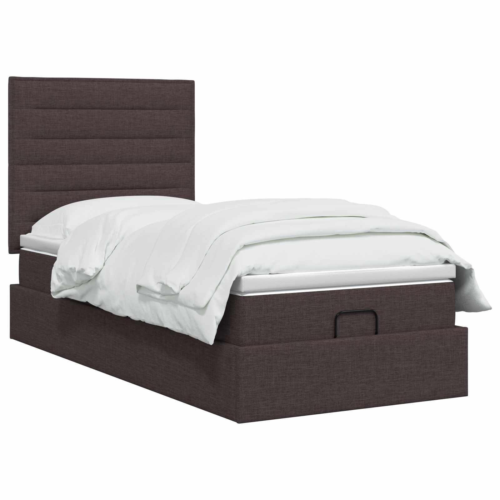 Lit coffre avec matelas et LED Marron foncé 100 x 200 cm Tissu