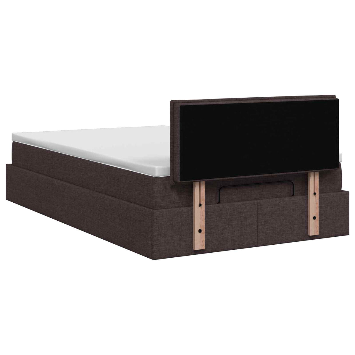 Lit coffre avec matelas et LED Marron foncé 120 x 190 cm Tissu