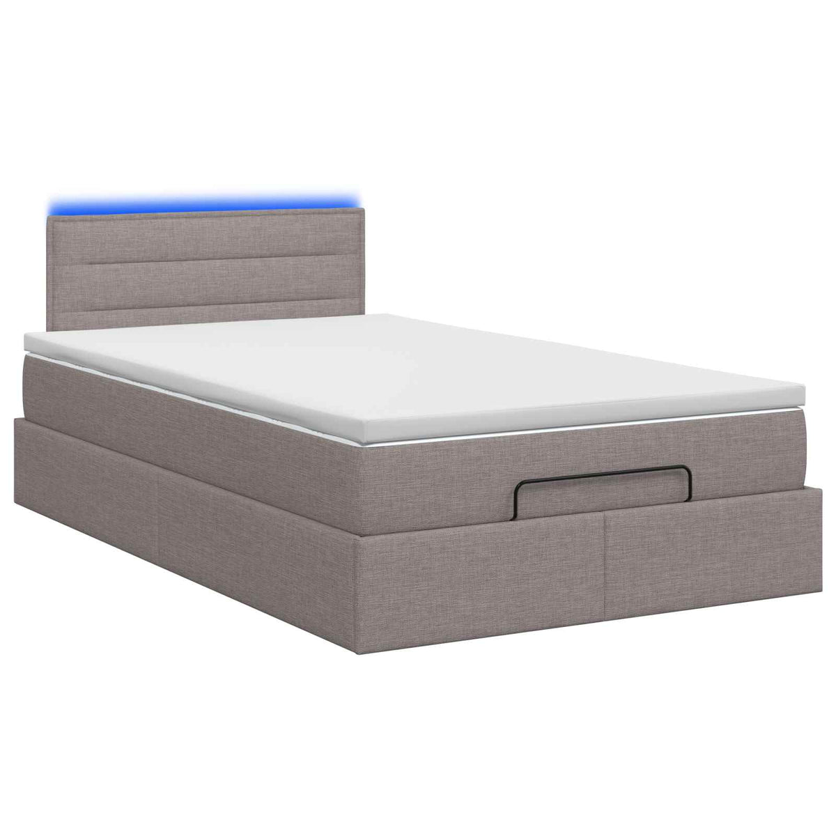 Lit coffre avec matelas et LED Taupe 120 x 190 cm Tissu