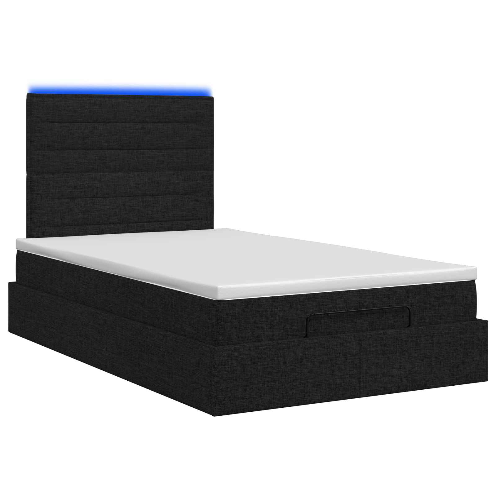 Lit coffre avec matelas et LED Noir 120 x 200 cm Tissu