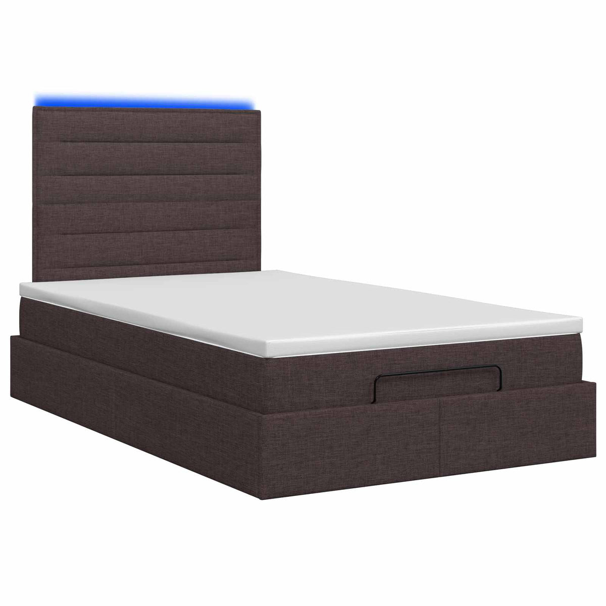 Lit coffre avec matelas et LED Marron foncé 120 x 200 cm Tissu