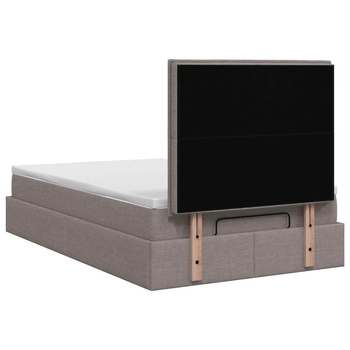Lit coffre avec matelas et LED Taupe 120 x 200 cm Tissu - XIOS