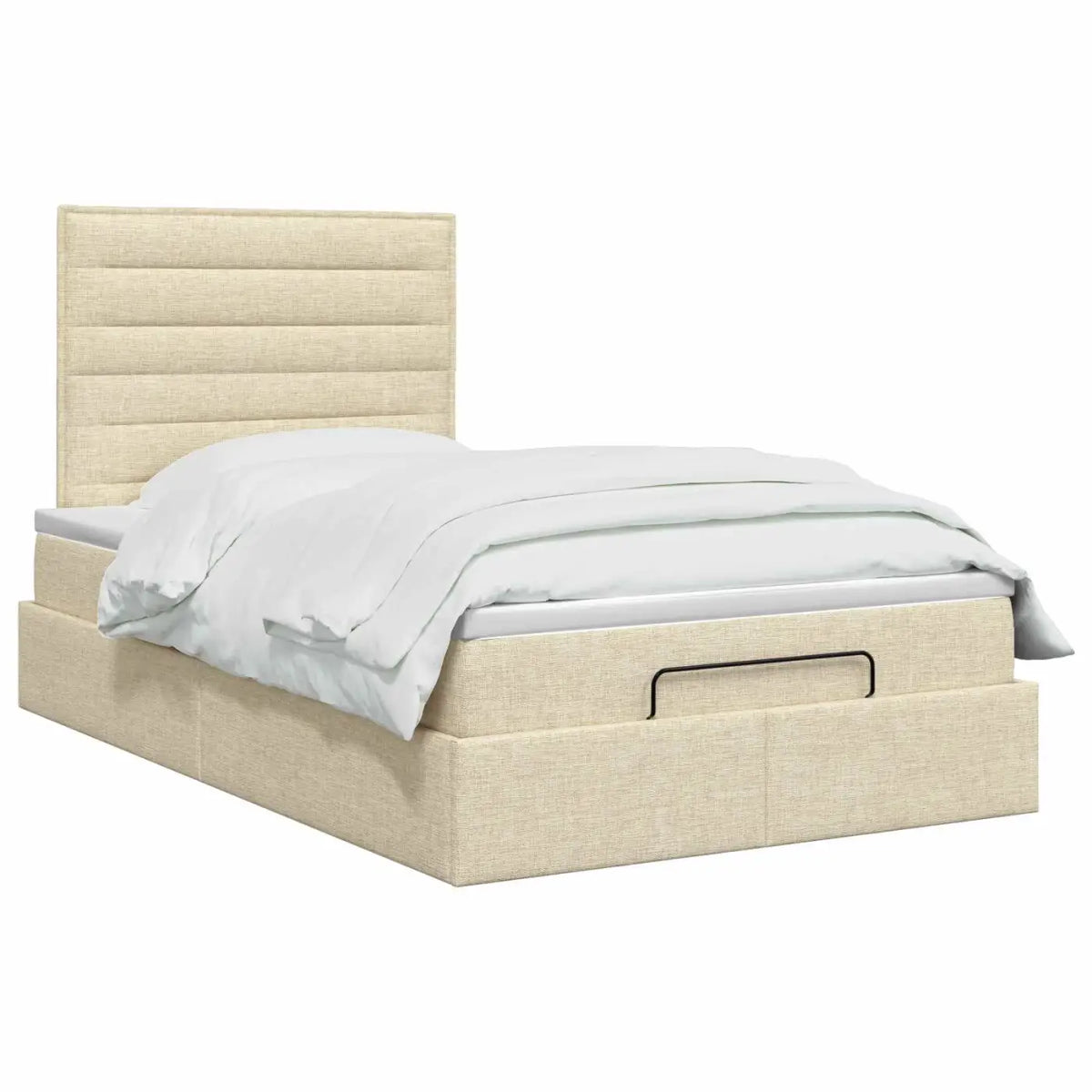 Lit coffre avec matelas et LED Crème 120 x 200 cm Tissu - XIOS