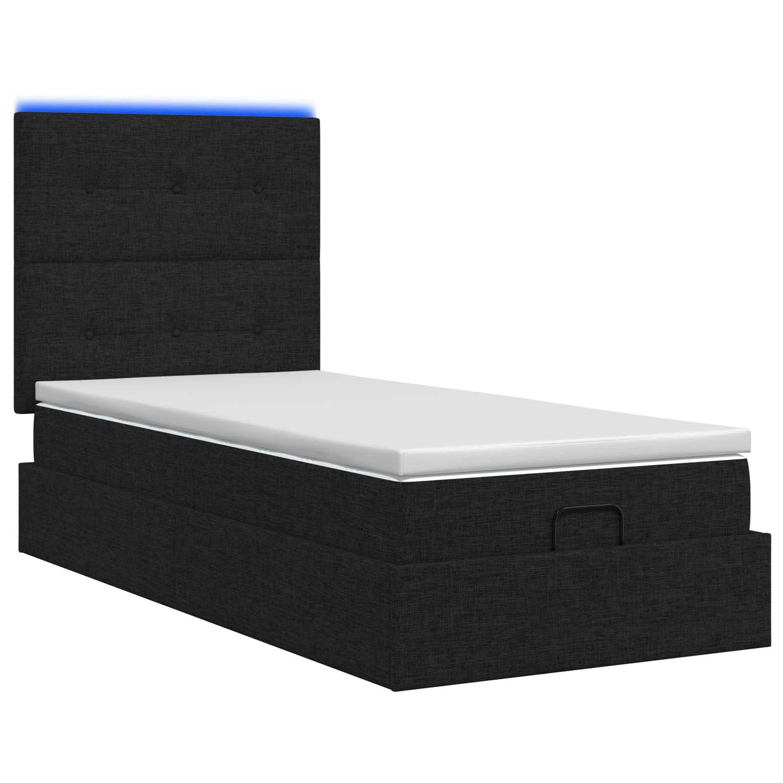 Lit coffre avec matelas et LED Noir 80 x 200 cm Tissu - XIOS