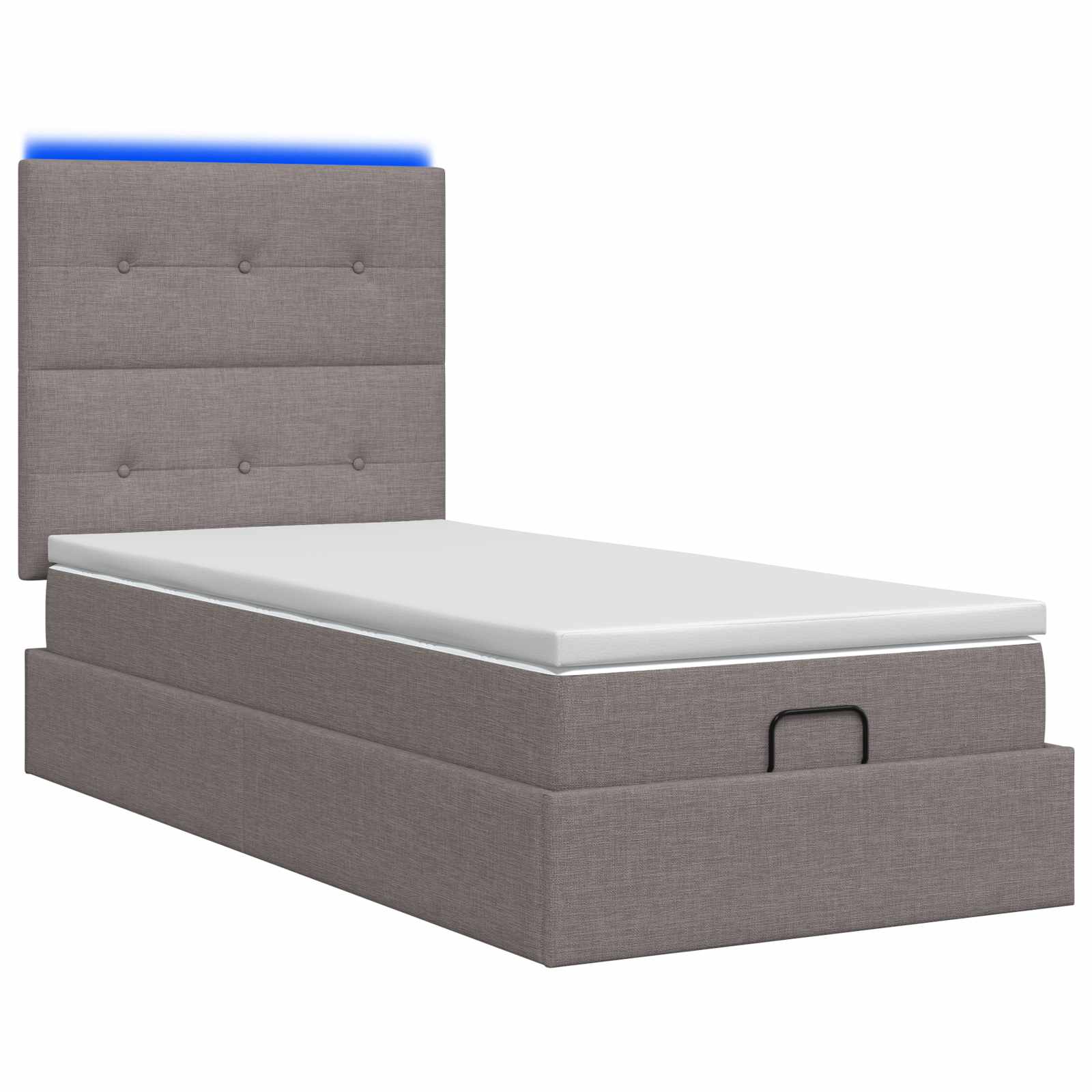 Lit coffre avec matelas et LED Taupe 90 x 190 cm Tissu - XIOS