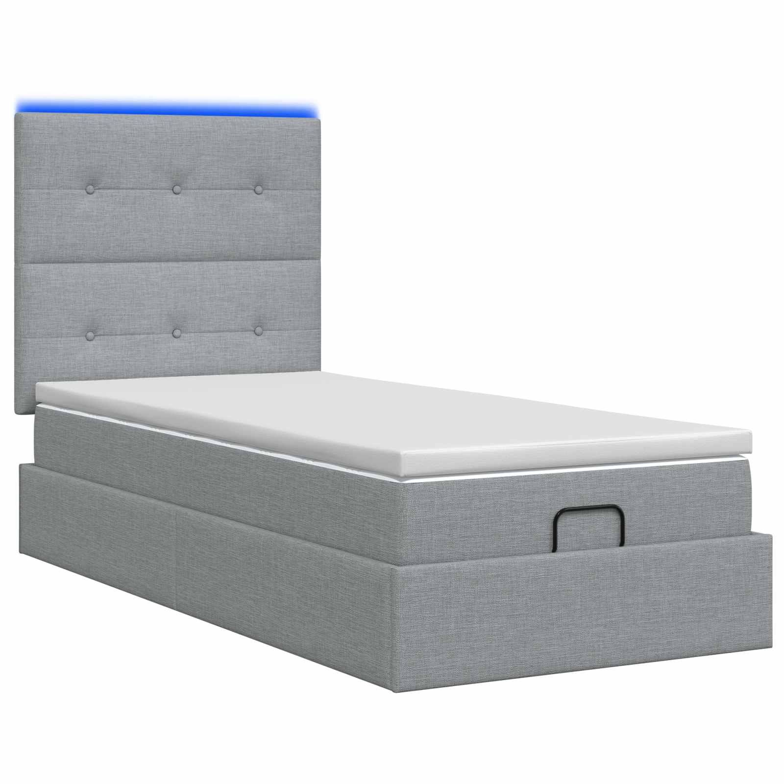 Lit coffre avec matelas et LED Gris clair 90 x 200 cm Tissu - XIOS