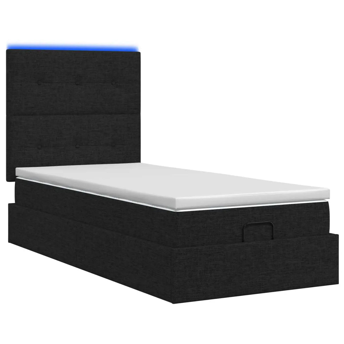 Lit coffre avec matelas et LED Noir 90 x 200 cm Tissu - XIOS