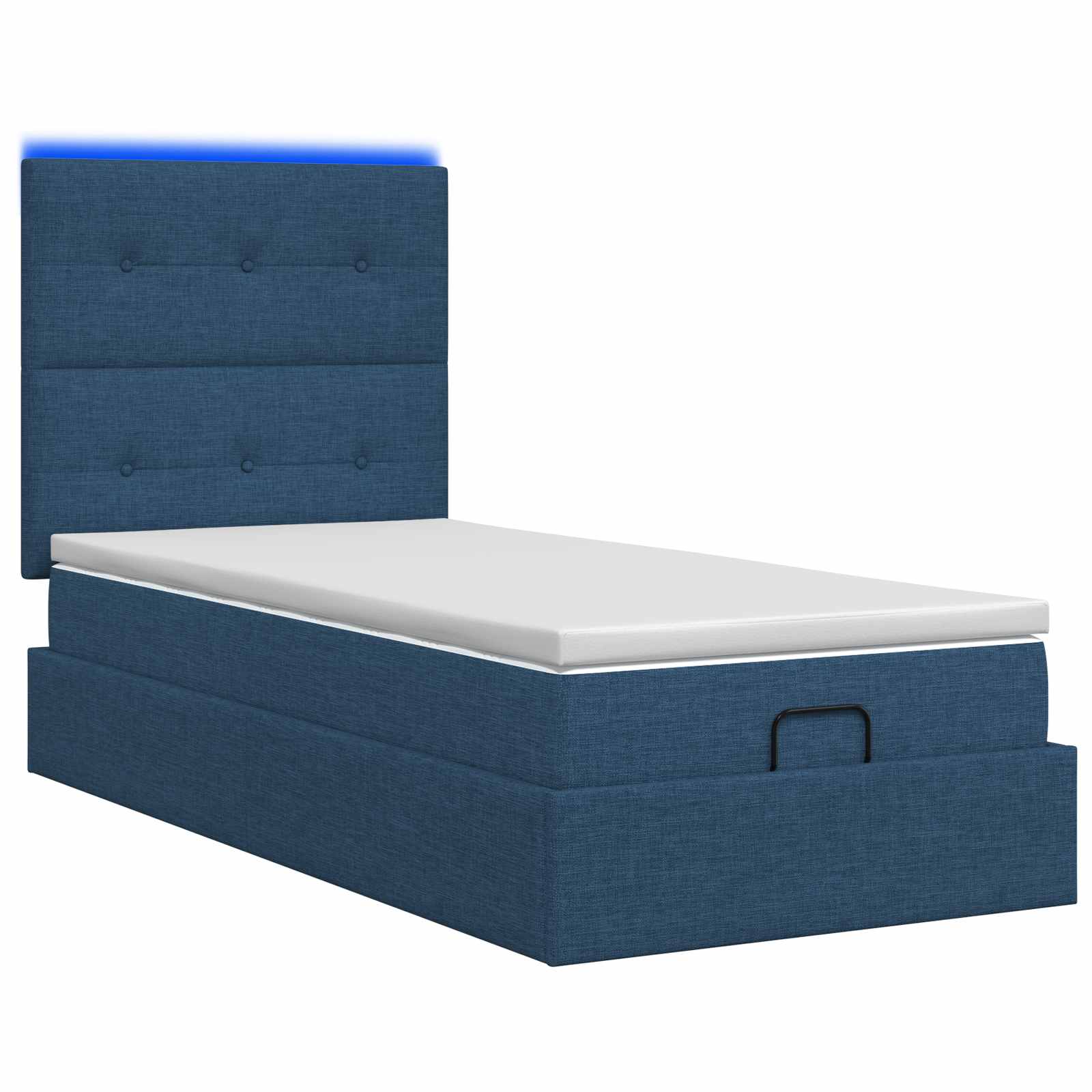 Lit coffre avec matelas et LED Bleu 100 x 200 cm Tissu - XIOS