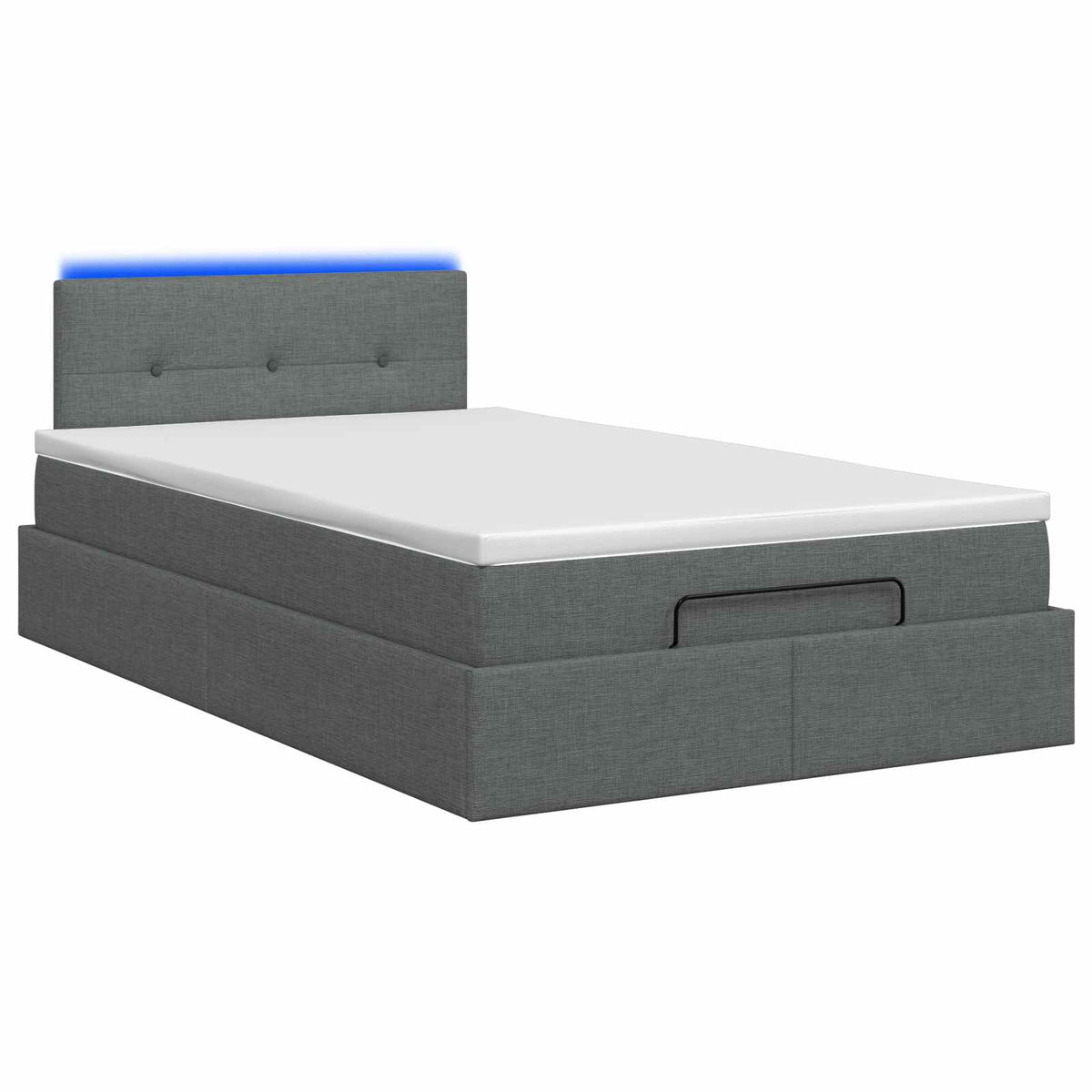 Lit coffre avec matelas et LED Gris foncé 120 x 190 cm Tissu
