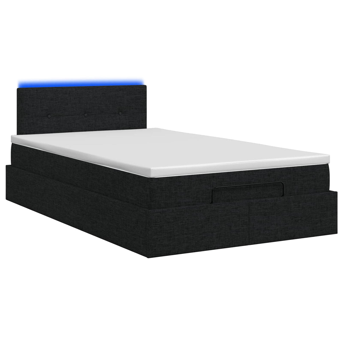 Lit coffre avec matelas et LED Noir 120 x 190 cm Tissu