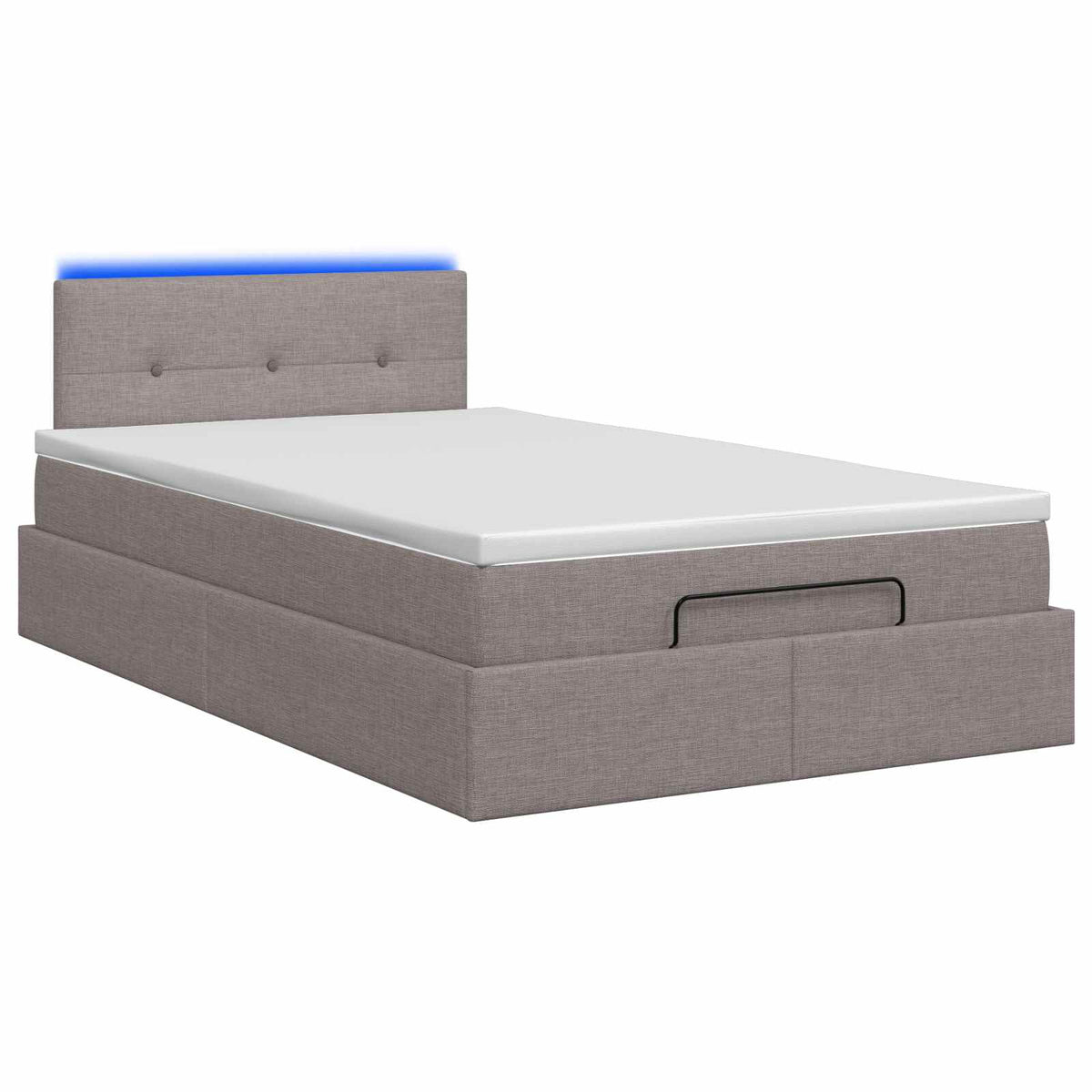 Lit coffre avec matelas et LED Taupe 120 x 190 cm Tissu
