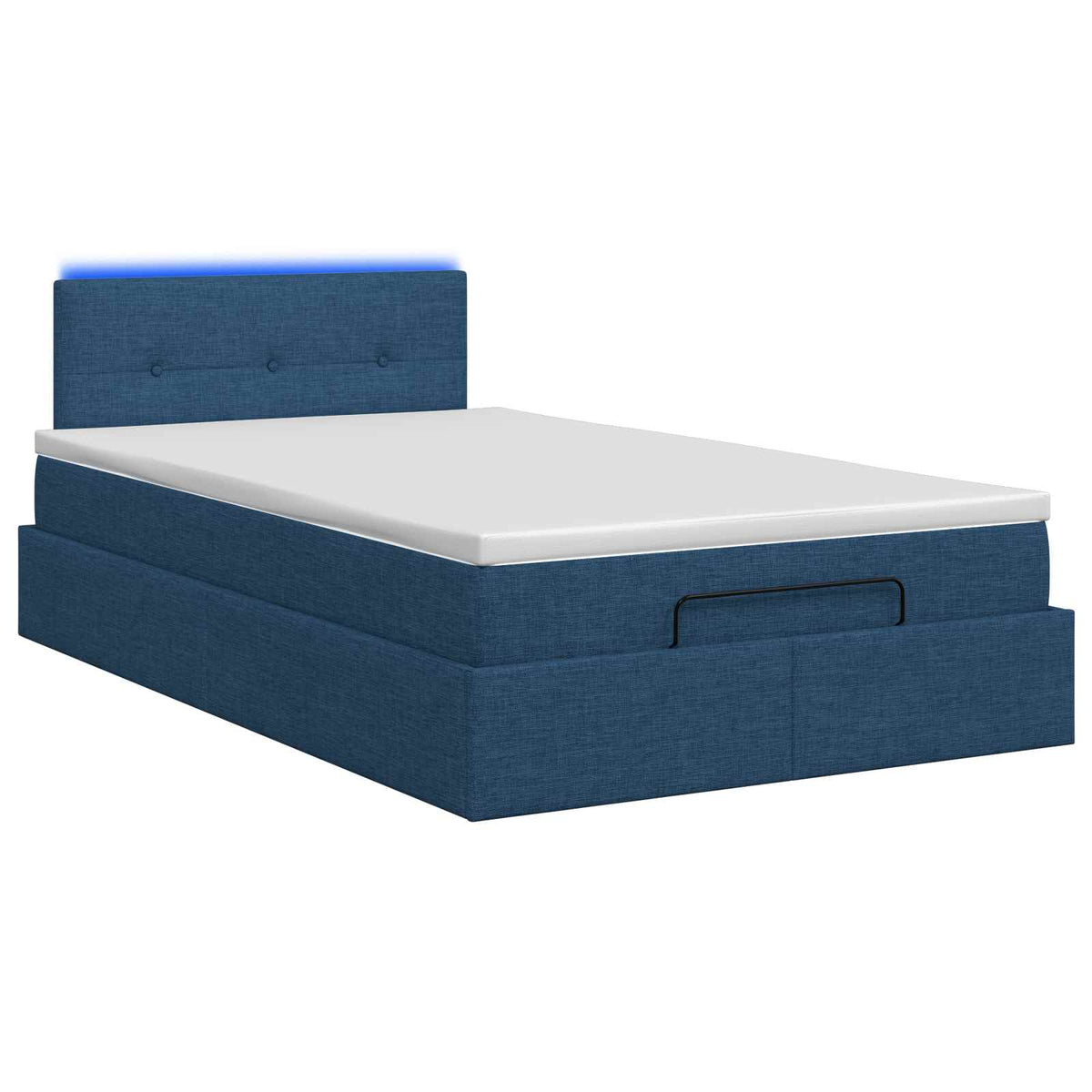 Lit coffre avec matelas et LED Bleu 120 x 190 cm Tissu
