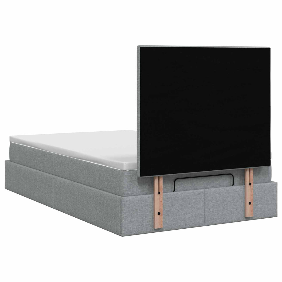 Lit coffre avec matelas et LED Gris clair 120 x 200 cm Tissu