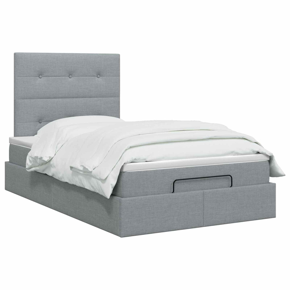 Lit coffre avec matelas et LED Gris clair 120 x 200 cm Tissu