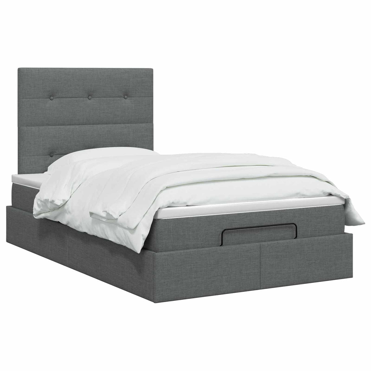 Lit coffre avec matelas et LED Gris foncé 120 x 200 cm Tissu
