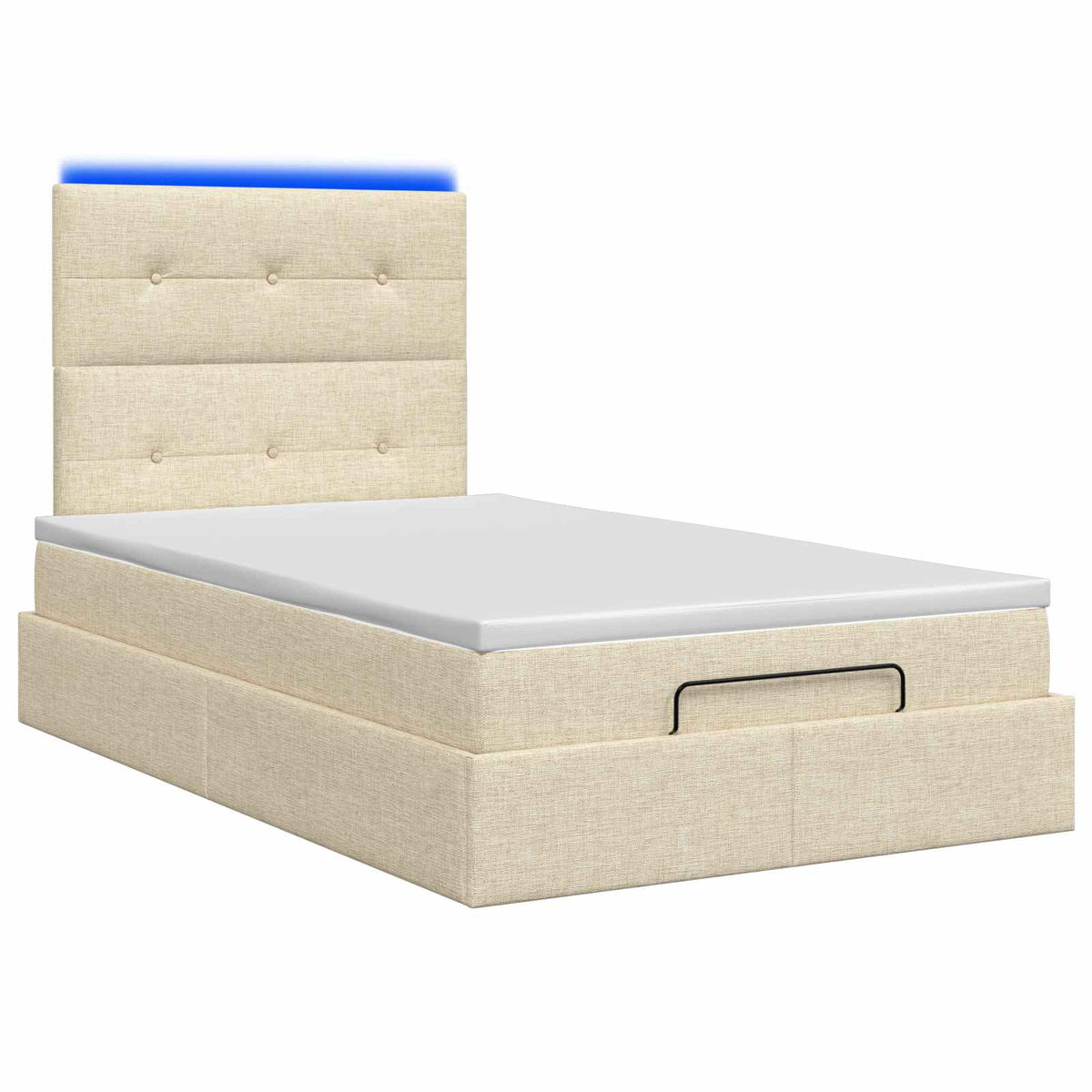 Lit coffre avec matelas et LED Crème 120 x 200 cm Tissu