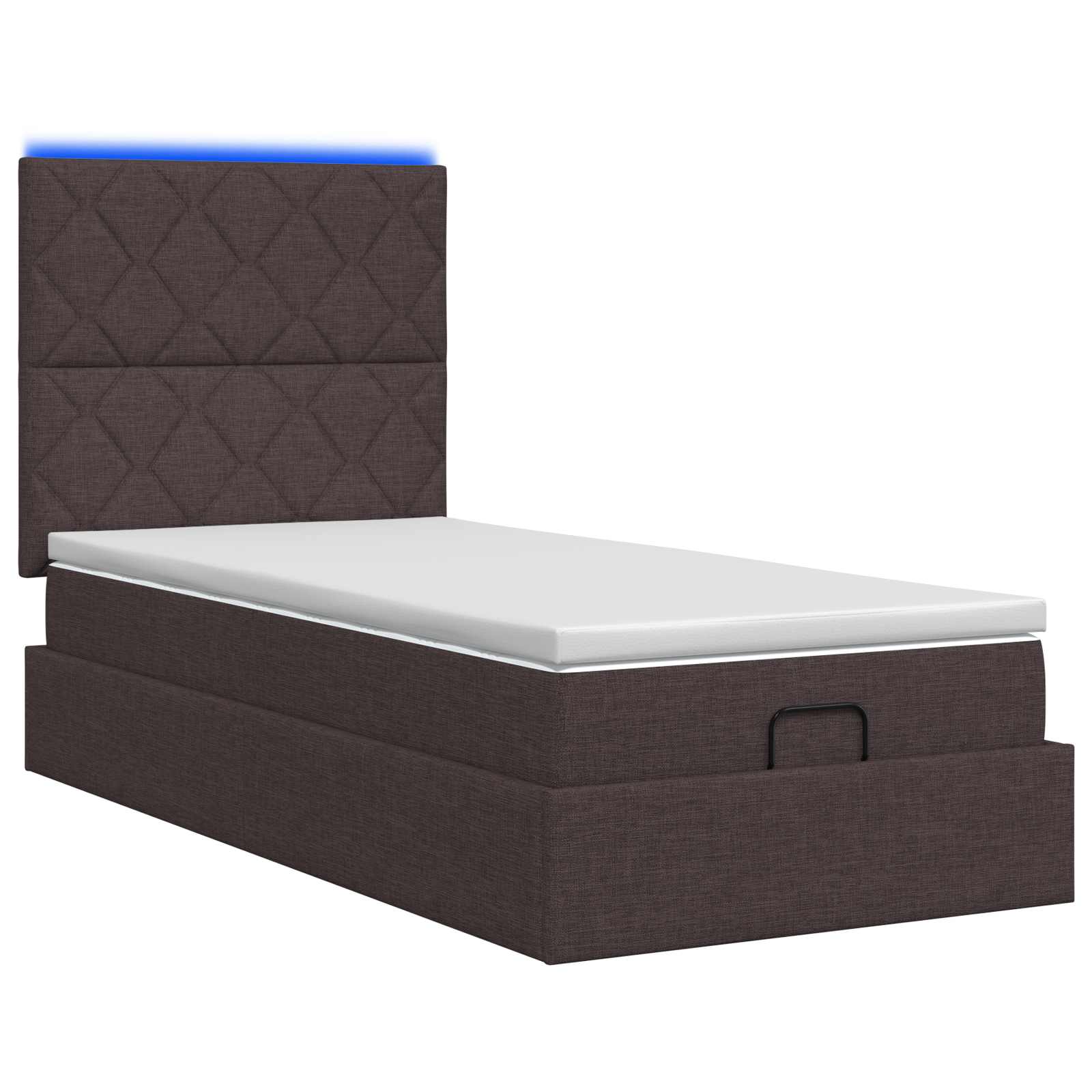 Lit coffre avec matelas et LED Marron foncé 80 x 200 cm Tissu