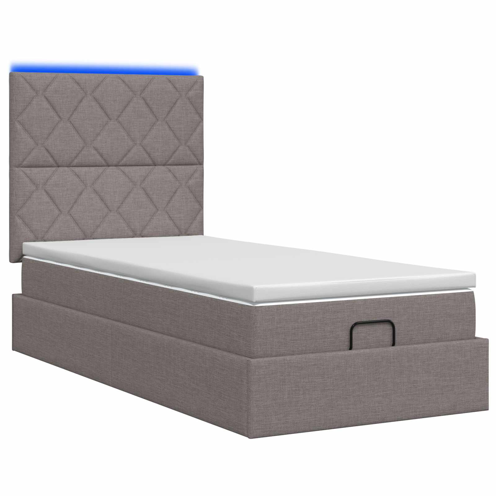 Lit coffre avec matelas et LED Taupe 80 x 200 cm Tissu