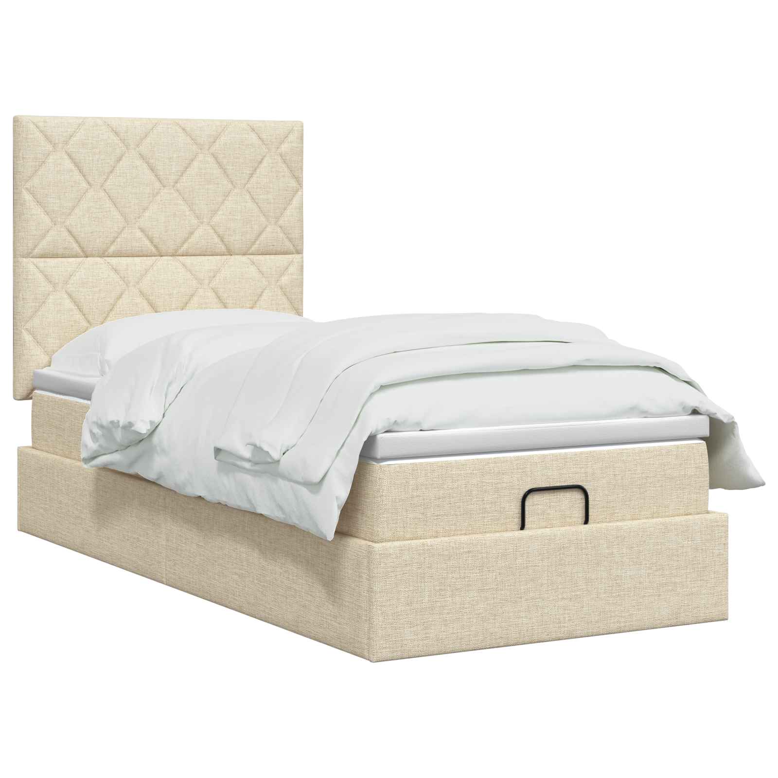 Lit coffre avec matelas et LED Crème 90 x 190 cm Tissu