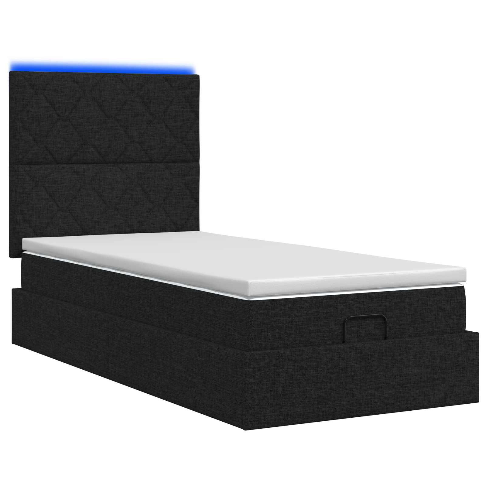 Lit coffre avec matelas et LED Noir 90 x 200 cm Tissu