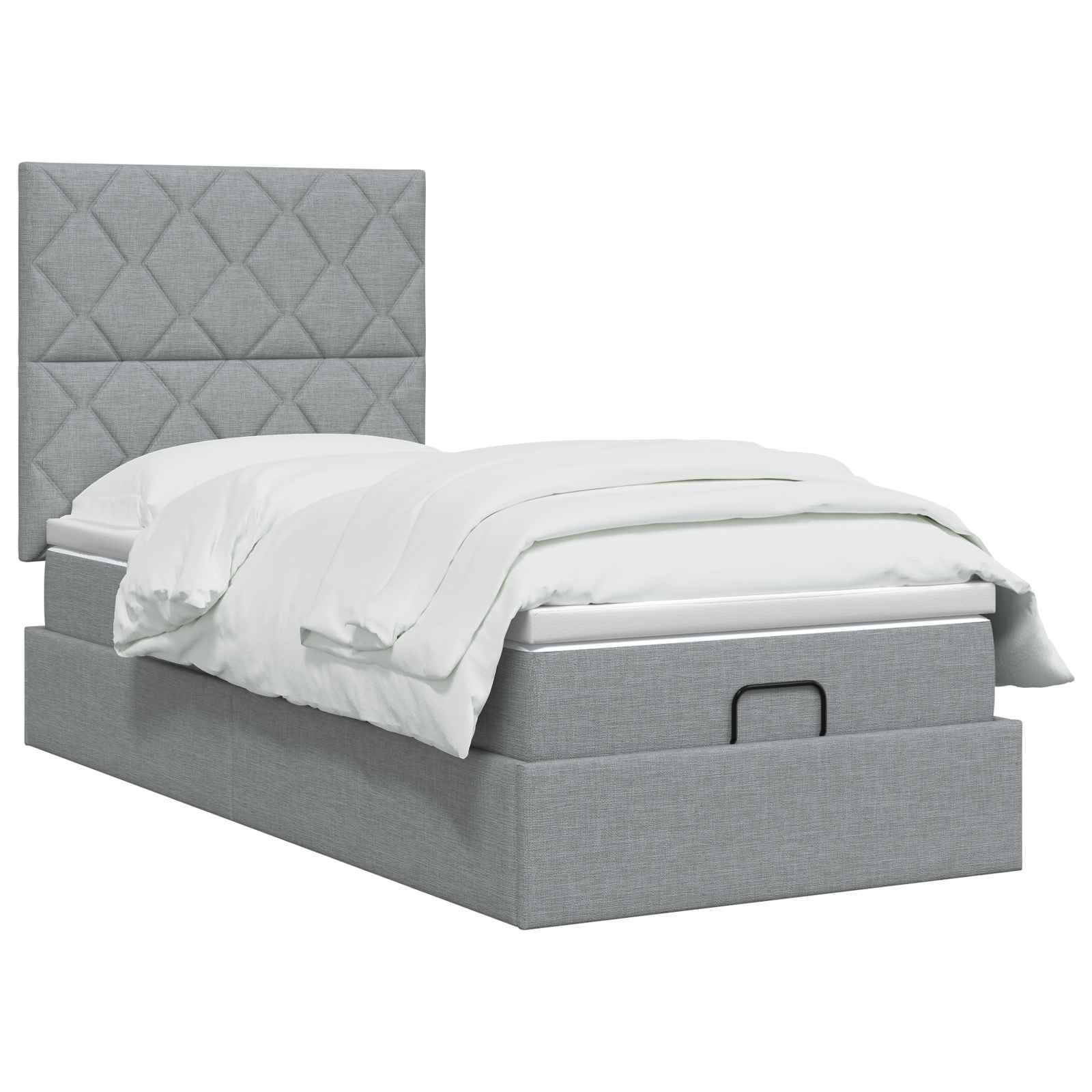 Lit coffre avec matelas et LED Gris clair 100 x 200 cm Tissu - XIOS