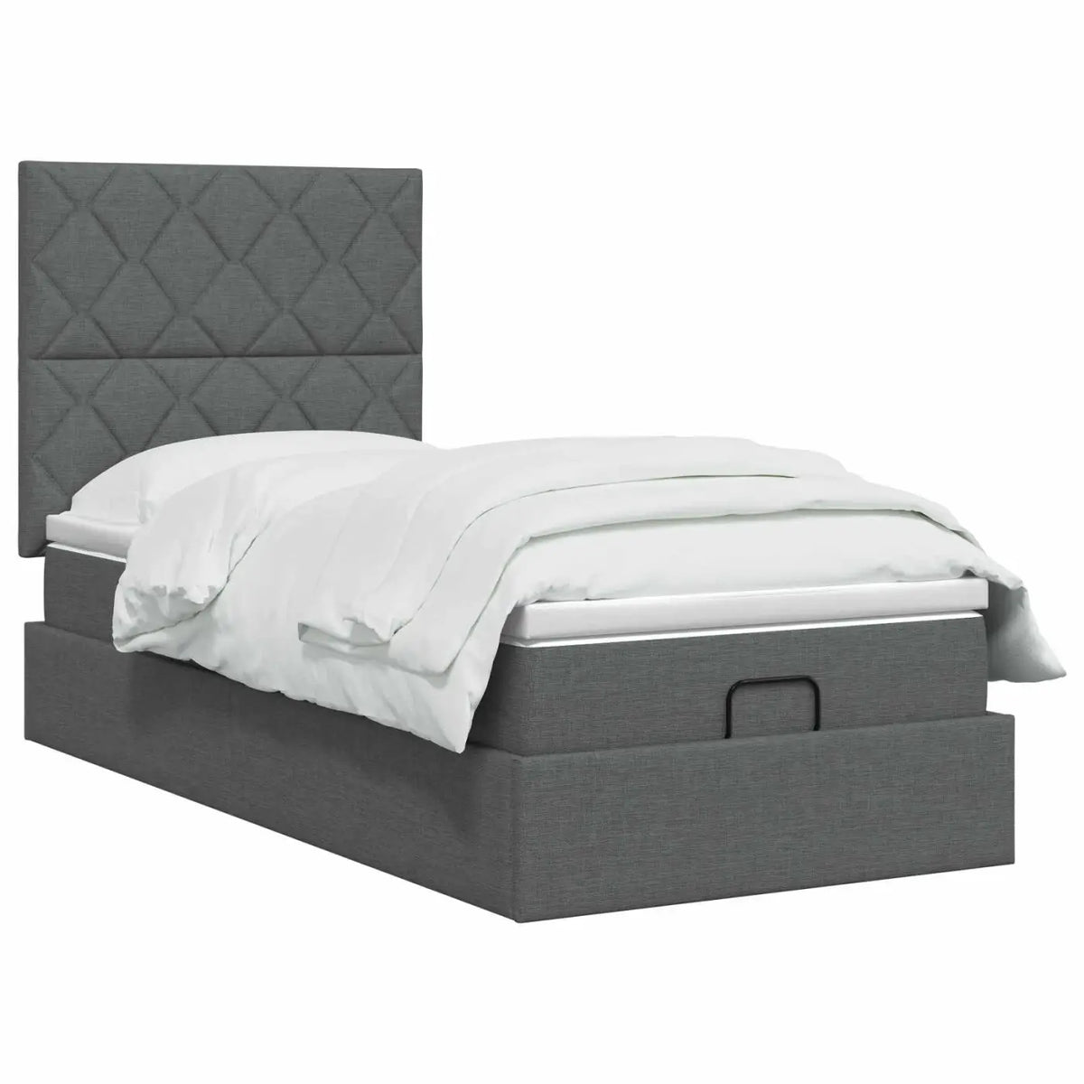 Lit coffre avec matelas et LED Gris foncé 100 x 200 cm Tissu - XIOS