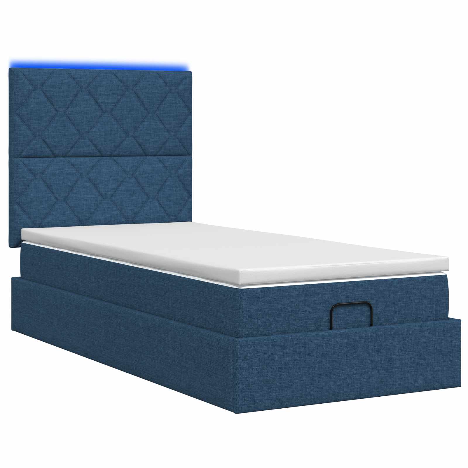 Lit coffre avec matelas et LED Bleu 100 x 200 cm Tissu - XIOS