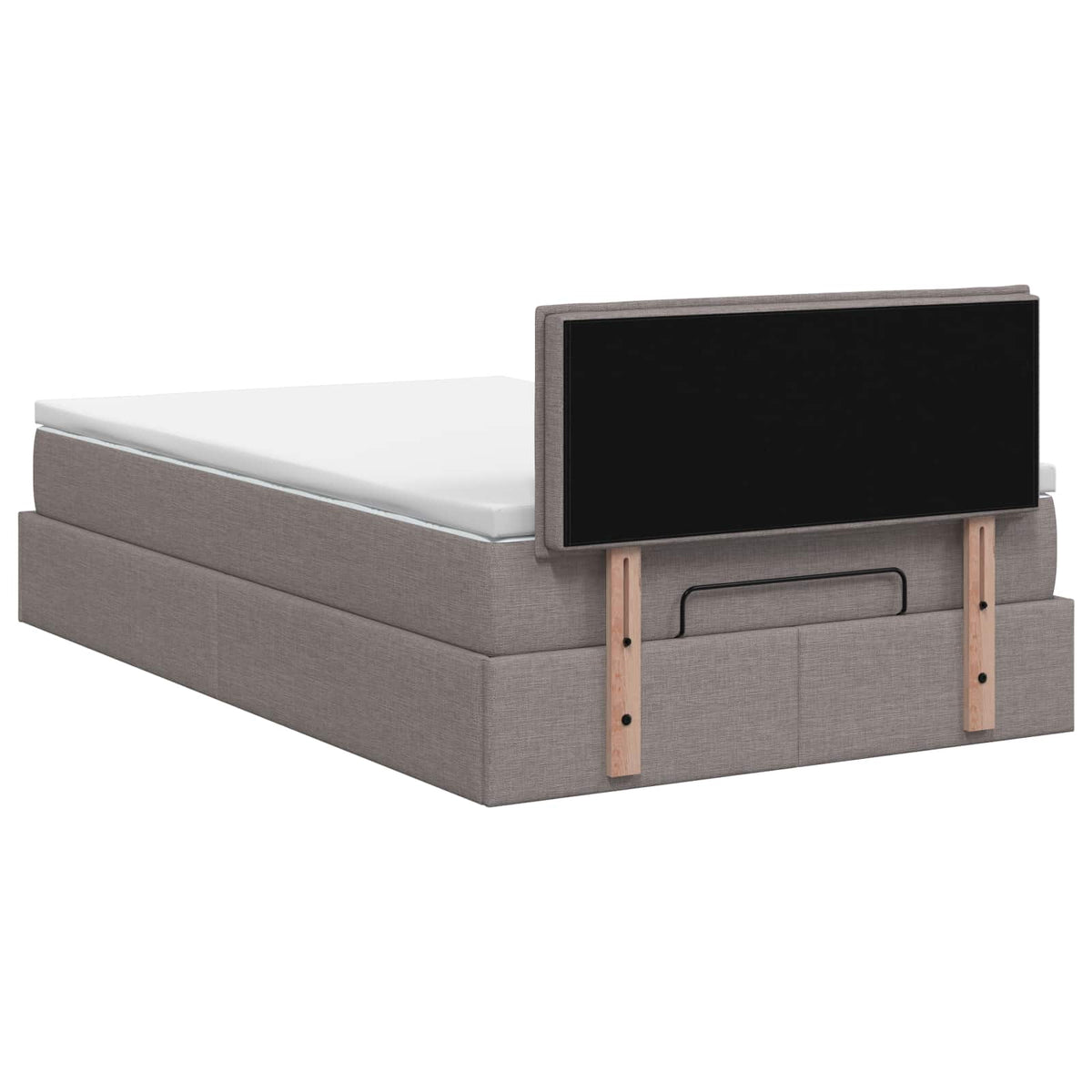 Lit coffre avec matelas et LED Taupe 120 x 190 cm Tissu
