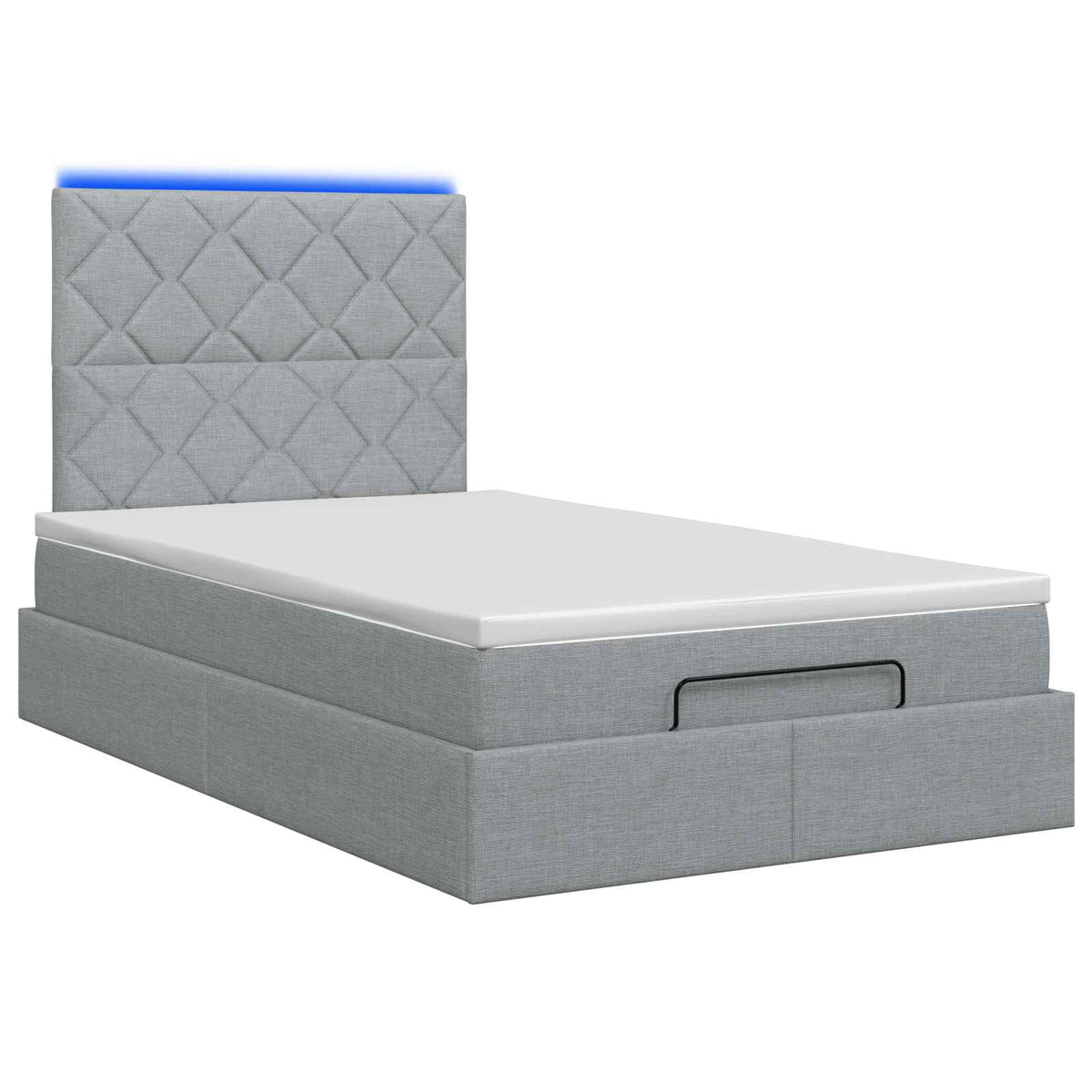 Lit coffre avec matelas et LED Gris clair 120 x 200 cm Tissu