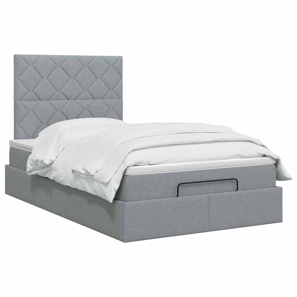 Lit coffre avec matelas et LED Gris clair 120 x 200 cm Tissu