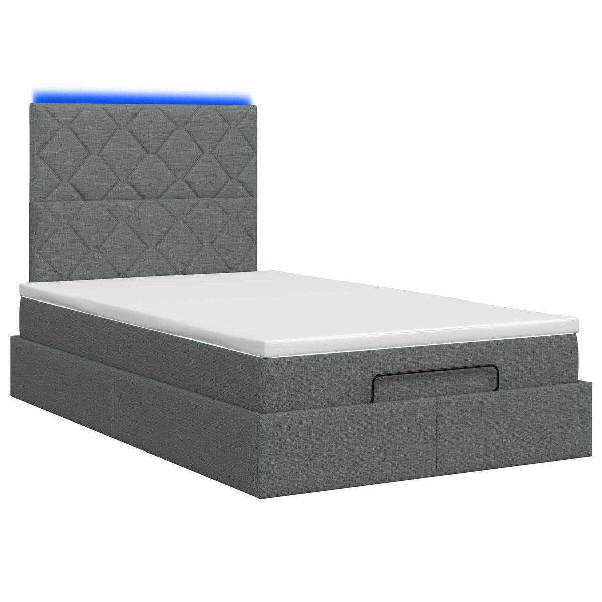 Lit coffre avec matelas et LED Gris foncé 120 x 200 cm Tissu