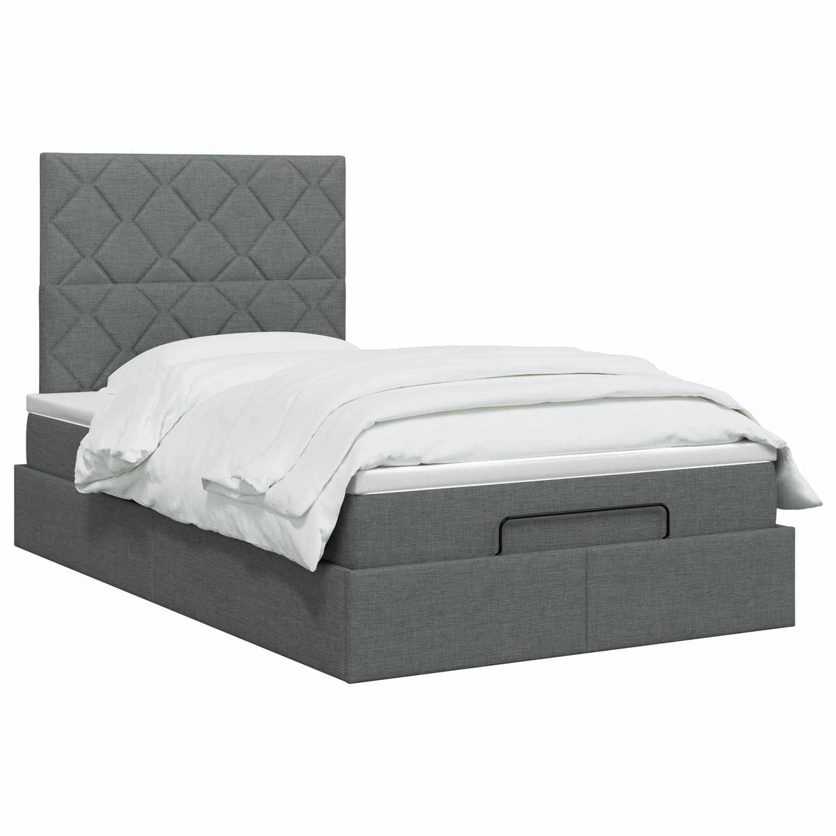 Lit coffre avec matelas et LED Gris foncé 120 x 200 cm Tissu