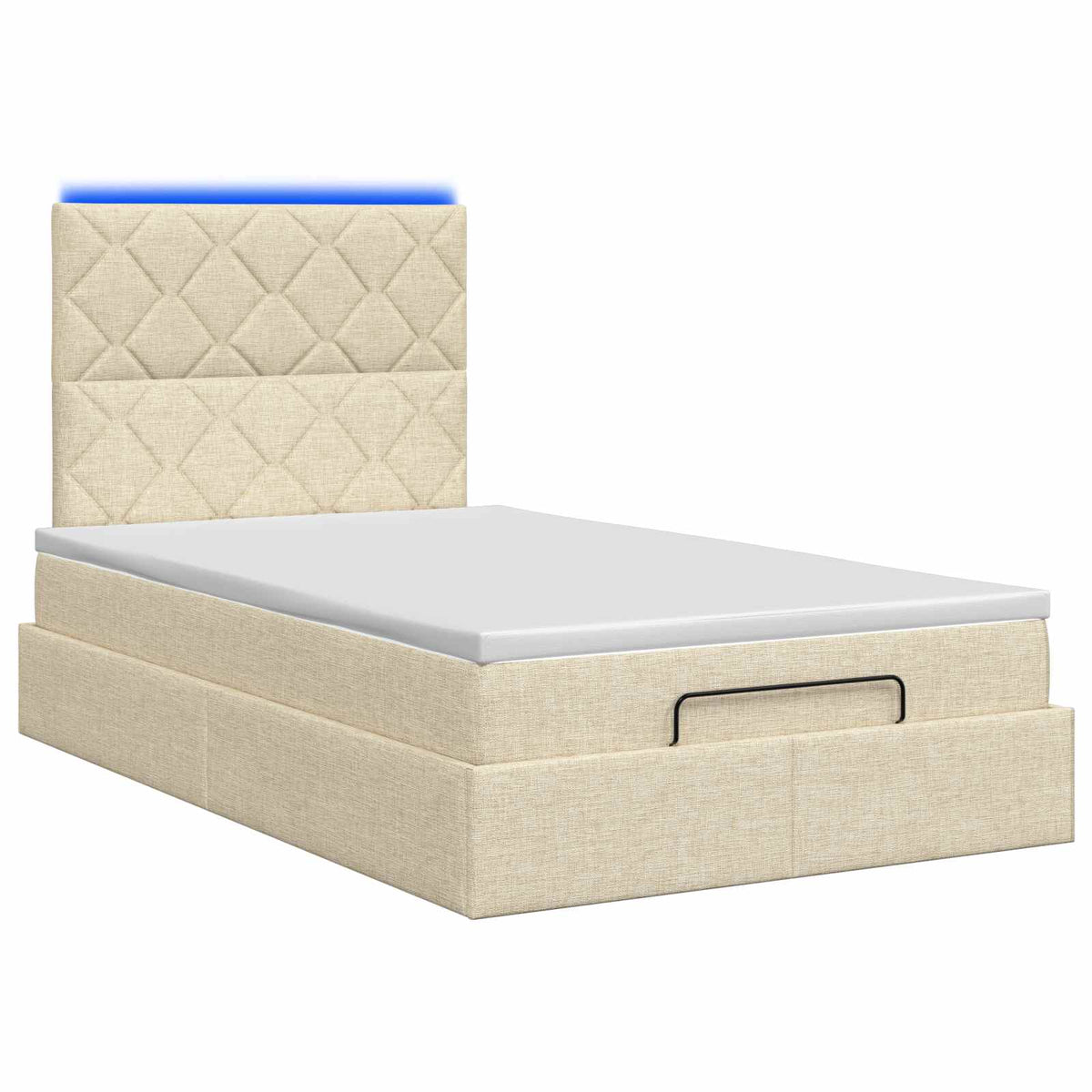 Lit coffre avec matelas et LED Crème 120 x 200 cm Tissu
