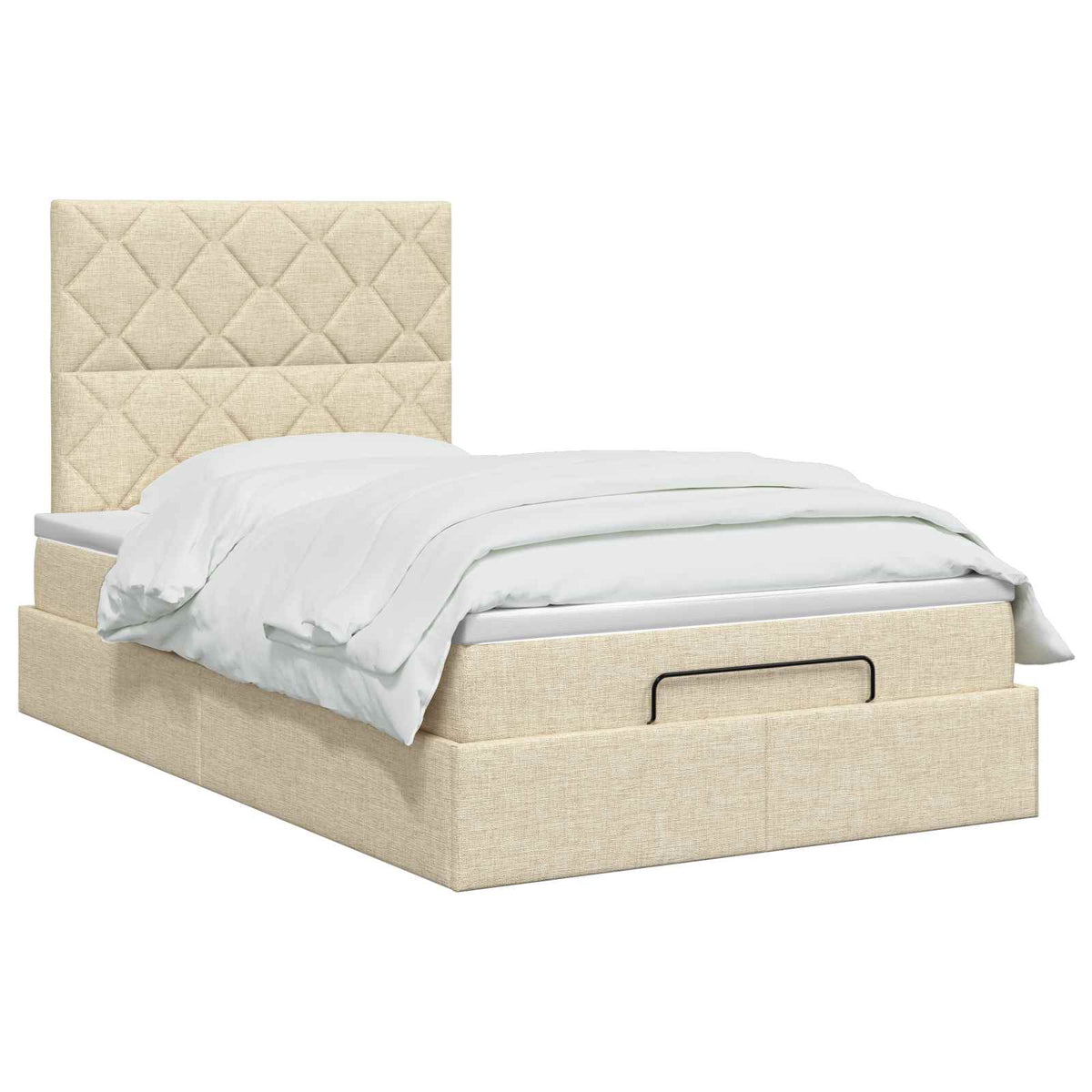 Lit coffre avec matelas et LED Crème 120 x 200 cm Tissu