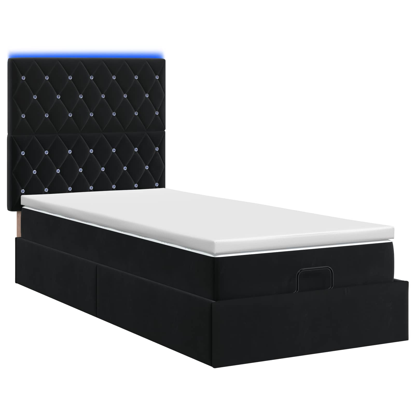 Lit coffre avec matelas et LED Noir 80 x 200 cm Velours