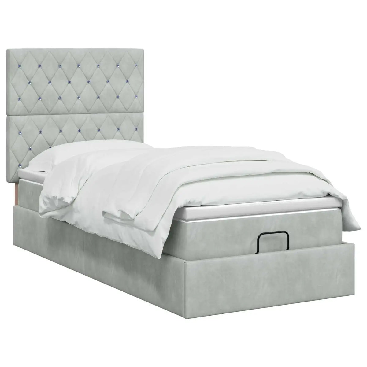 Lit coffre avec matelas et LED Gris clair 90 x 190 cm Velours - XIOS
