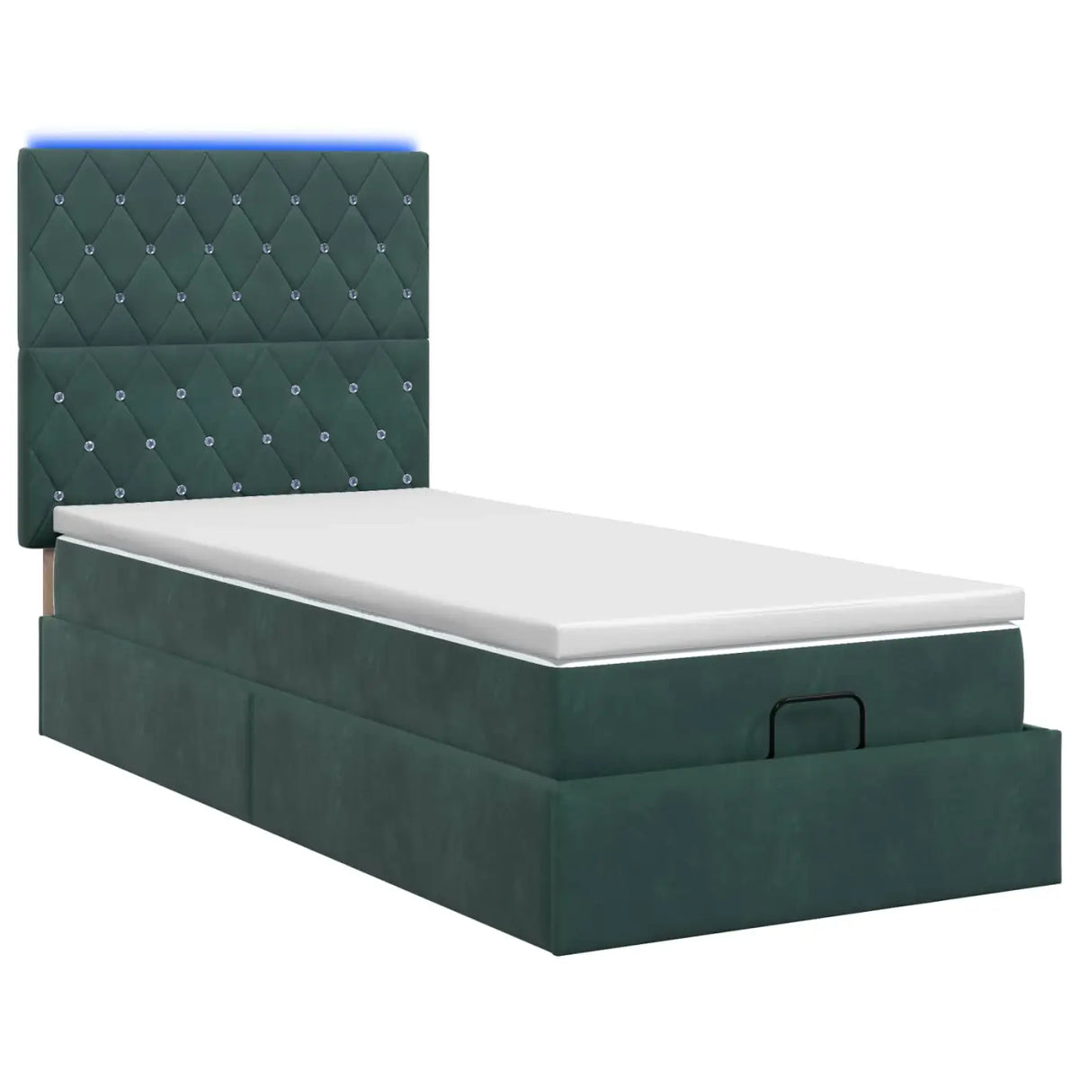 Lit coffre avec matelas et LED Vert foncé 90 x 190 cm Velours - XIOS