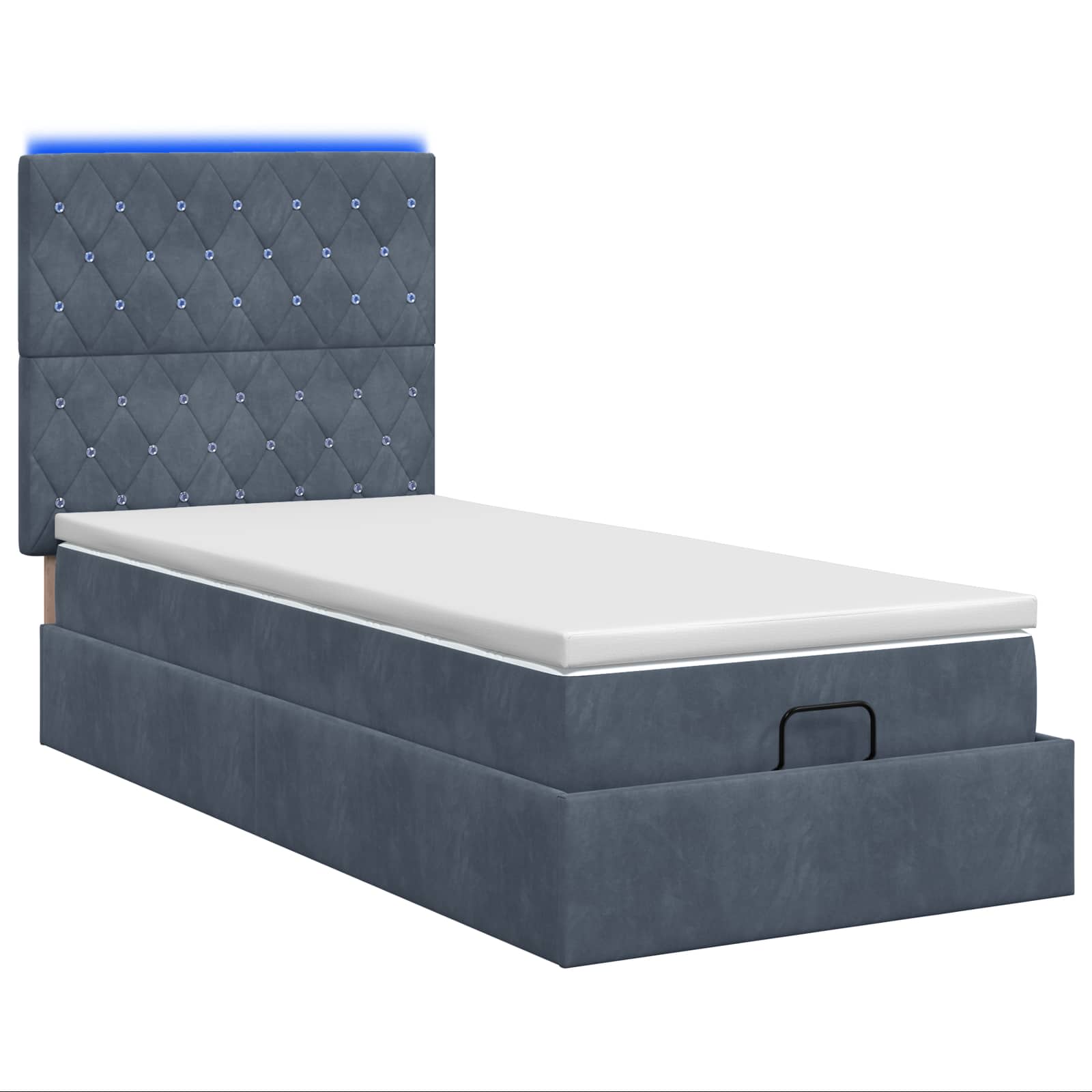 Lit coffre avec matelas et LED Gris foncé 100 x 200 cm Velours - XIOS