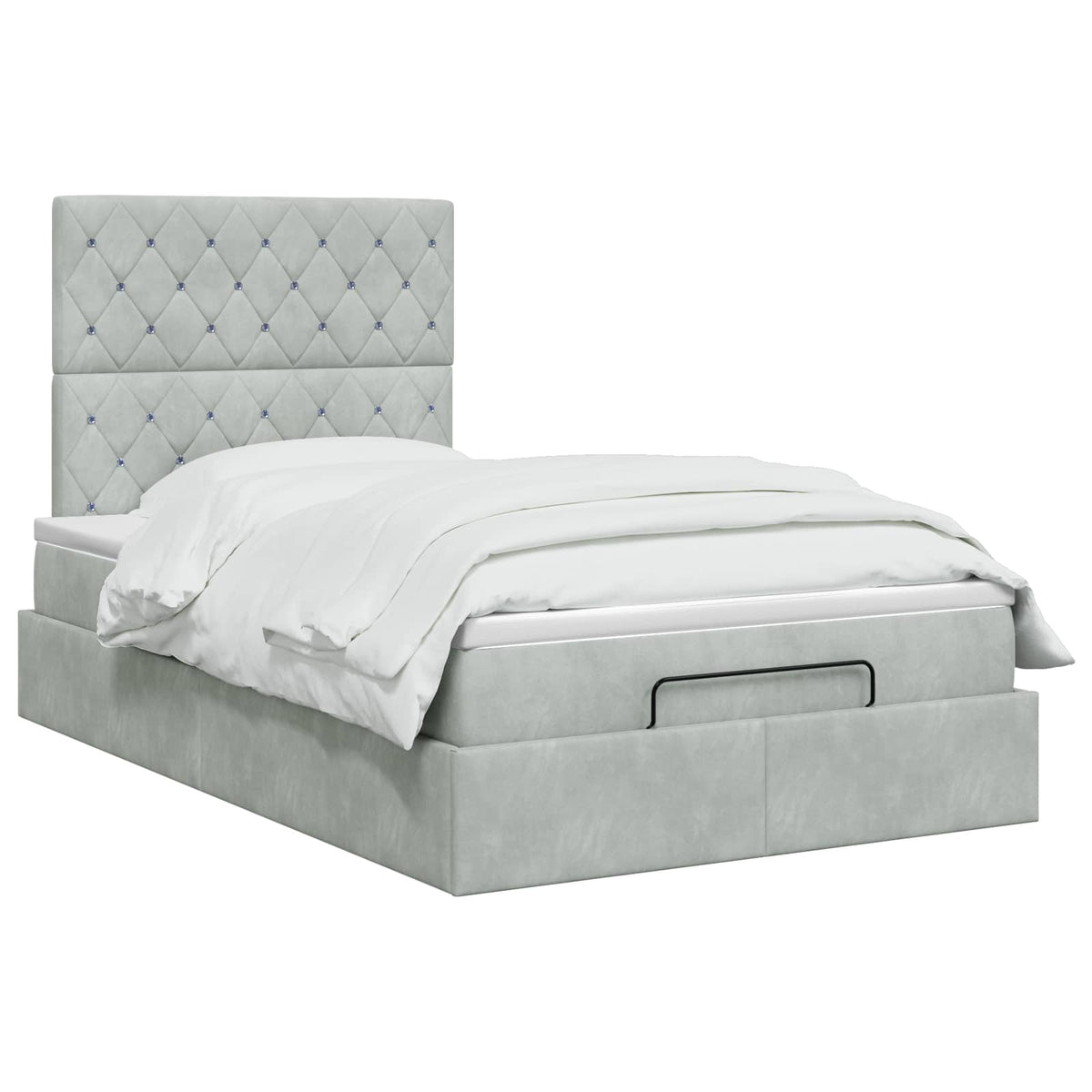 Lit coffre avec matelas et LED Gris clair 120 x 200 cm Velours