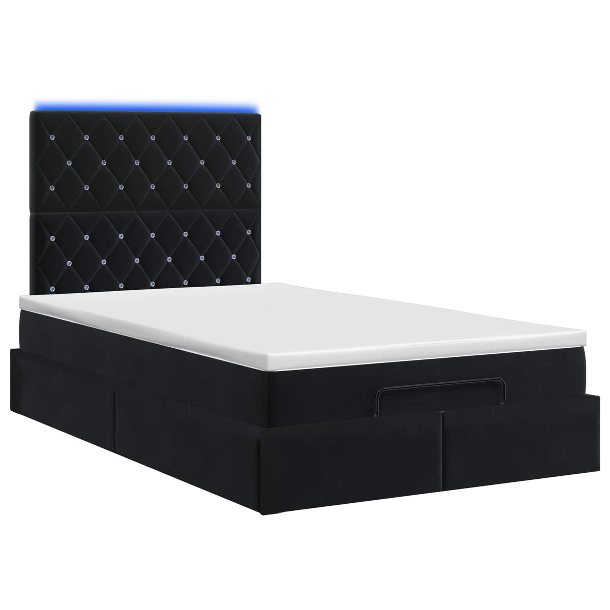 Lit coffre avec matelas et LED Noir 120 x 200 cm Velours
