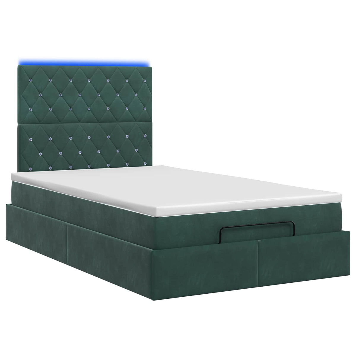 Lit coffre avec matelas et LED Vert foncé 120 x 200 cm Velours