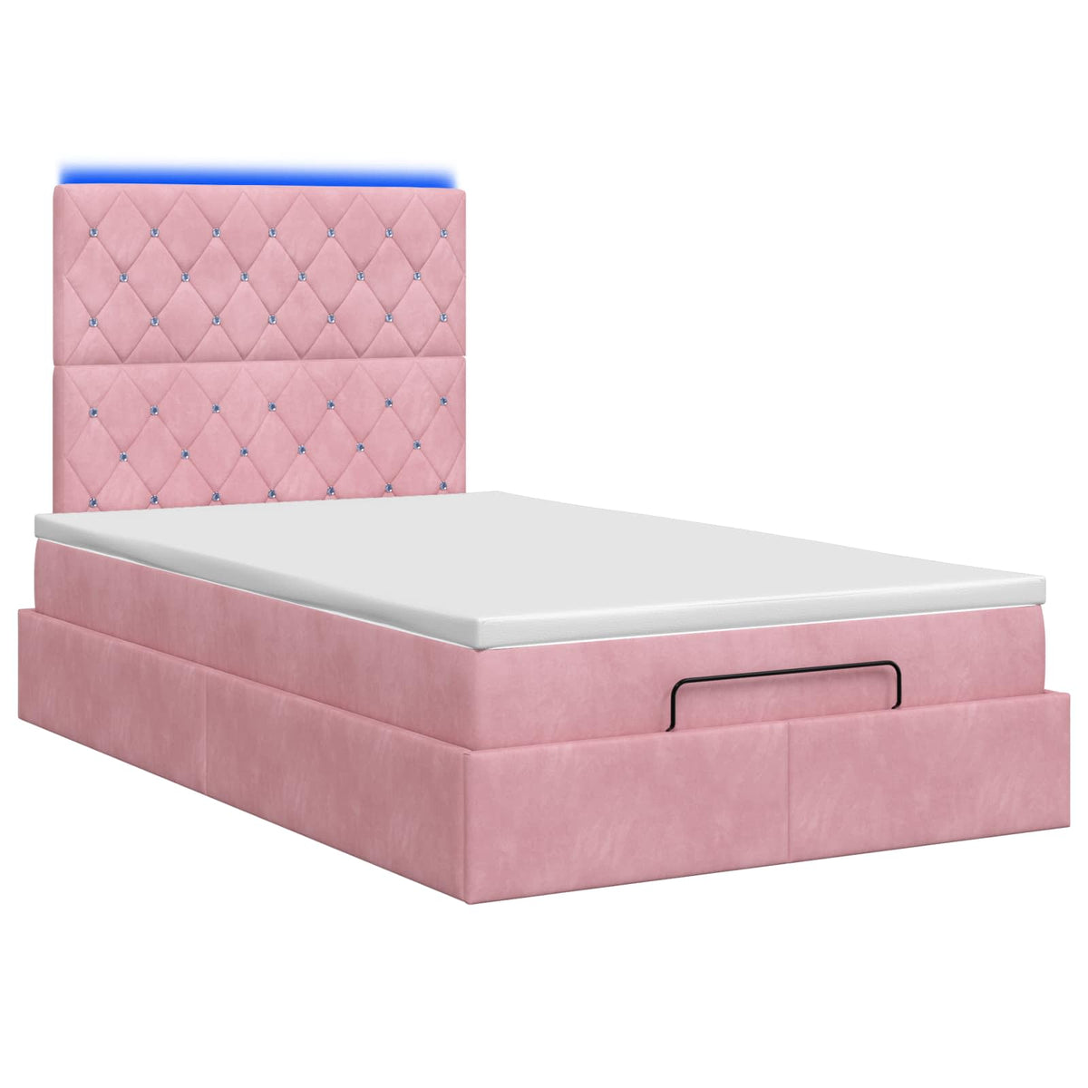 Lit coffre avec matelas et LED Rose 120 x 200 cm Velours
