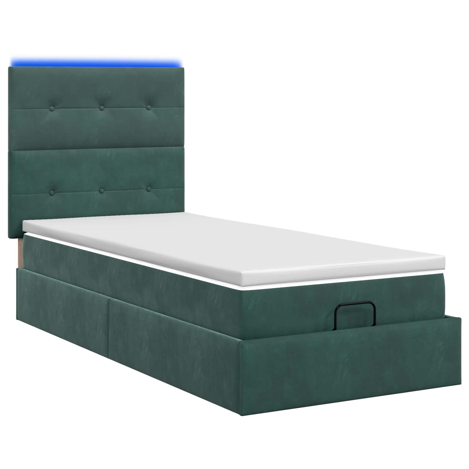 Lit coffre avec matelas et LED Vert foncé 80 x 200 cm Velours